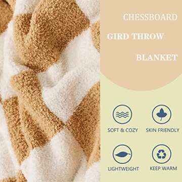 Throw Blankets Barefoot Checkerboard Gingham Warm Cozy Microfiber Reversible for Home Decor Bed Couc...