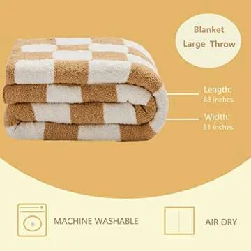 Throw Blankets Barefoot Checkerboard Gingham Warm Cozy Microfiber Reversible for Home Decor Bed Couch-Machine Washable (Burnt Orange,51"x63")