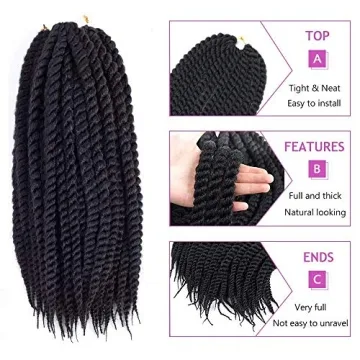 Admutty Havana Twist Crochet Hair 6 Packs 18 inch Braids