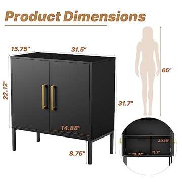 LYNSOM Storage Cabinet with Doors and Shelves, Free Standing Office Cabinet, Modern Wood Buffet Side...