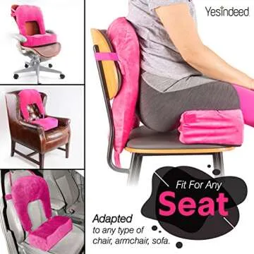 YESINDEED Brazilian Butt Lift Pillow + Back Support – Dr. Approved BBL Foam Pillow Set with Carry Bag, Comfortable & Firm Recovery Cushion for Post Surgery Sitting Relief, Lightweight & Portable, Pink