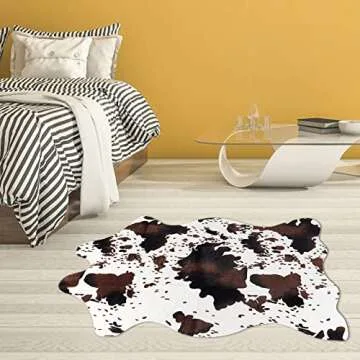 Sgizoku Cow Print Rug - 3.6x2.5 Feet Cow Hide Rug Faux Cowhide Rug Cute Area Rug Fun Western Room De...
