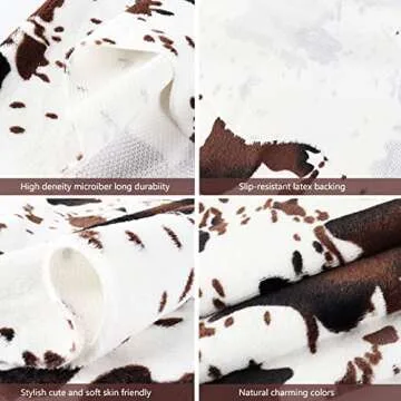 Sgizoku Cow Print Rug - 3.6x2.5 Feet Cow Hide Rug Faux Cowhide Rug Cute Area Rug Fun Western Room Decor Cow Rugs for Living Room Bedroom Non-Slip Brown(43 inches x 29 inches)