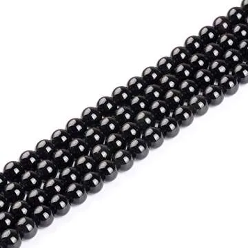 Black Obsidian Gemstone Round Loose Beads for Jewelry Making - 8MM