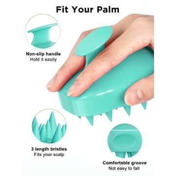 HEETA Scalp Massager Shampoo Brush, Hair Scalp Scrubber with Soft Silicone Bristle for Hair Growth, Upgraded Scalp Brush for Dandruff, Scalp Exfoliator for Women Men Pet Wet Dry Hair (Green)