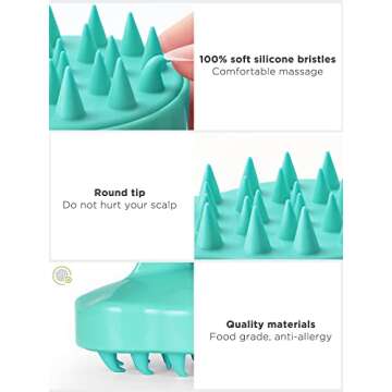 HEETA Scalp Massager Shampoo Brush, Hair Scalp Scrubber with Soft Silicone Bristle for Hair Growth, Upgraded Scalp Brush for Dandruff, Scalp Exfoliator for Women Men Pet Wet Dry Hair (Green)