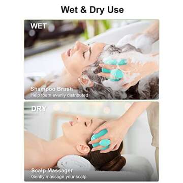 HEETA Scalp Massager Shampoo Brush, Hair Scalp Scrubber with Soft Silicone Bristle for Hair Growth, Upgraded Scalp Brush for Dandruff, Scalp Exfoliator for Women Men Pet Wet Dry Hair (Green)