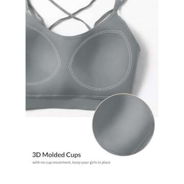 BALEAF Freeleaf Women's Sports Bra Longline Padded Yoga Bra Low Impact Strap Workout Crop Tank Tops Dark Gray S-M
