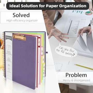 Ospelelf Foldable Clipboard Folio with Storage and Notepad