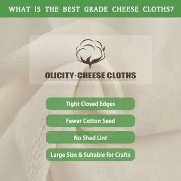 Olicity Cheese Cloths, Grade 100, Natural Cotton, 45 Sq Feet
