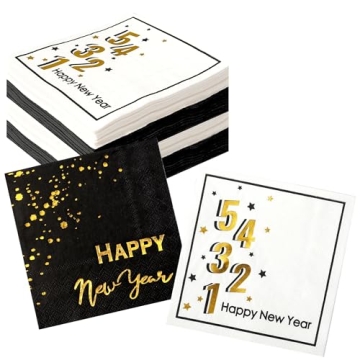 New Year Napkins 2024-50PK - Disposable Paper Napkins 3ply Party Napkins Beverage Napkins for New Ye...