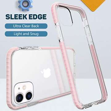 MATEPROX Clear Case for iPhone 11 - Thin Slim Shockproof Bumper Cover (Pink)