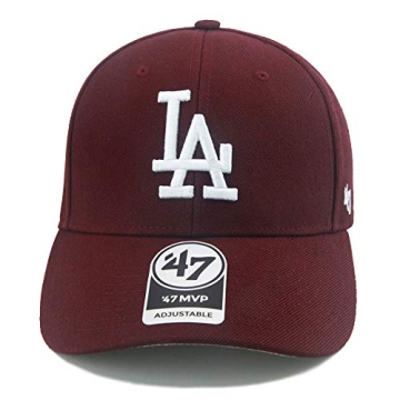 Stylish 47 Los Angeles Dodgers MLB Baseball Cap Dark Maroon MVP Adjustable Hat