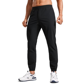CRZ YOGA Men's Athletic Joggers - 29" Lightweight Running Pants with Zippers and Pockets