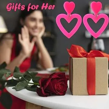 Mintolex Acrylic Y2K Love Heart Earrings for Women Valentines Earrings Jewelry Gifts Hot Pink