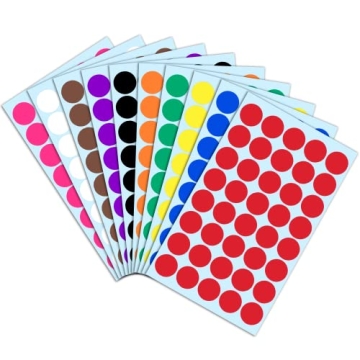 2000 Self-Adhesive Colored Dot Stickers - Assorted Colors
