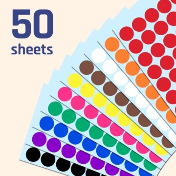 2000 Self-Adhesive Colored Dot Stickers - Assorted Colors