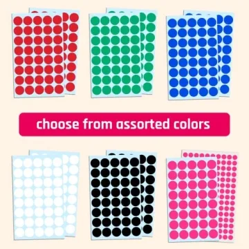 2000 Self-Adhesive Colored Dot Stickers - Assorted Colors