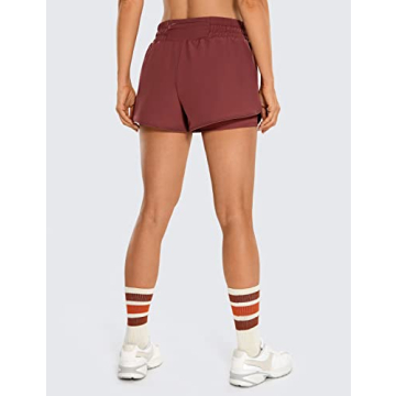 CRZ YOGA Women's 2-in-1 Running Shorts with Pockets
