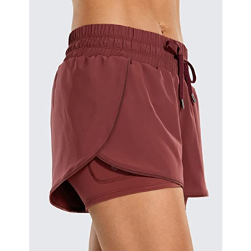 CRZ YOGA Women's 2-in-1 Running Shorts with Pockets