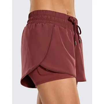 CRZ YOGA Women's 2-in-1 Running Shorts with Pockets