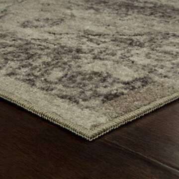 Maples Rugs Distressed Lexington Non Slip Runner Rug For Hallway Entry Way Floor Carpet [Made in USA], 2 x 6, Brown/Neutral