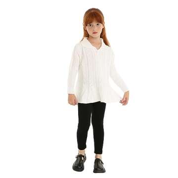 Mud Kingdom Girls Cable Knit Cardigan - Cozy Elegance in Beige 4T