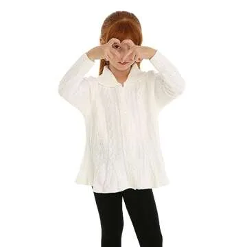 Mud Kingdom Girls' Elegant Cable Knit Cardigan 4T