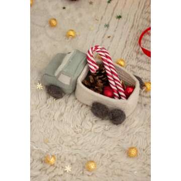 Lorena Canals | Children's Truck Basket Set, blue and yellow, 5" x 9"