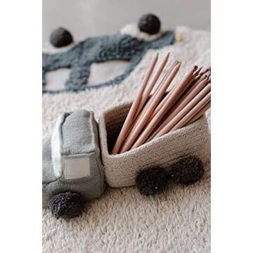 Lorena Canals | Children's Truck Basket Set, blue and yellow, 5" x 9"