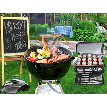 POLIGO 12PCS Grill Set Stainless Steel Grill Utensils Set with Black Cooler Bag - Barbeque Grill Accessories for Outdoor Grill - Premium BBQ Tools Set Ideal Father's Day Grilling Gifts for Men Dad