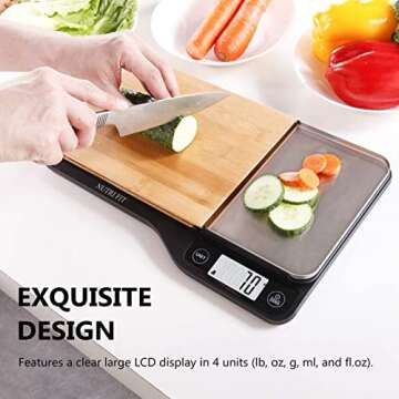 NUTRI FIT Food Scale with Bamboo Cutting Board & Tray