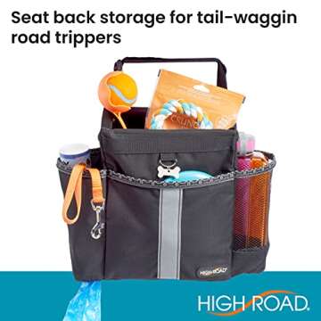 High Road Car Dog Travel Bag for Water Bottles, Toys, Treats and Food with Poop Bag Holder Dispenser