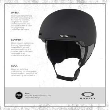 Oakley MOD1 Black Small Ski Snowboarding Helmet for Men for Women + Bundle with Designer iWear Collapsible Water Bottle with Carabiner