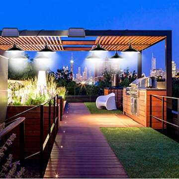 ABZXT Solar Pendant Lights Upgraded Double Bulb Lights IP65 Waterproof Dusk to Dawn Auto Lamp with Remote Controller for Outdoor Shed Barn Chicken Coop Bullpen Pig Pen Stables Tents etc(Dual Lamp)