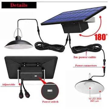 ABZXT Solar Pendant Lights Upgraded Double Bulb Lights IP65 Waterproof Dusk to Dawn Auto Lamp with Remote Controller for Outdoor Shed Barn Chicken Coop Bullpen Pig Pen Stables Tents etc(Dual Lamp)