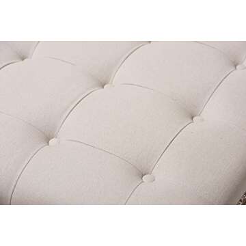 Baxton Studio Valensole French Country Weathered Oak Rectangular Coffee Table Ottoman, Beige Linen