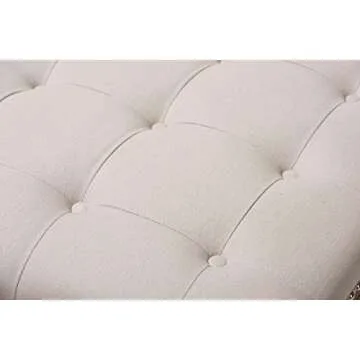 Baxton Studio Valensole French Country Weathered Oak Rectangular Coffee Table Ottoman, Beige Linen