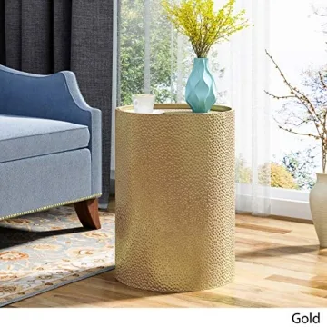 Stylish Gold Accent Table with Hammered Finish
