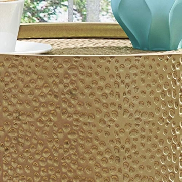 Stylish Gold Accent Table with Hammered Finish