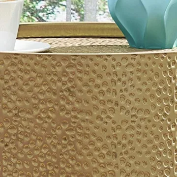 Stylish Gold Accent Table with Hammered Finish