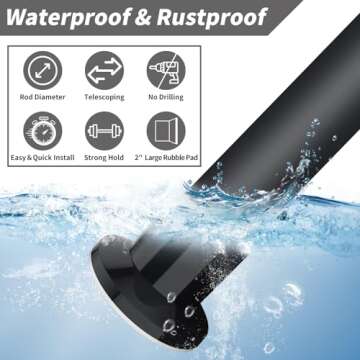 Tension Curtain Rod, No Drilling Tension Rods for Windows 83-123 Inch, Adjustable Pole Shower Curtain Rod, Non-Slip Telescoping Curtain Rods for Bathroom Patio Bedroom Laundry, Black