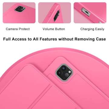 ZryXal New iPad Pro 13 Inch Case M4 (2024 Model, 7th Generation) with Pencil Holder, Smart iPad Case [Support Pencil Pro and Pencil (USB-C)], Support Touch ID and Auto Wake/Sleep (Watermelon)