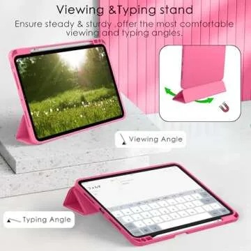 ZryXal New iPad Pro 13 Inch Case M4 (2024 Model, 7th Generation) with Pencil Holder, Smart iPad Case [Support Pencil Pro and Pencil (USB-C)], Support Touch ID and Auto Wake/Sleep (Watermelon)