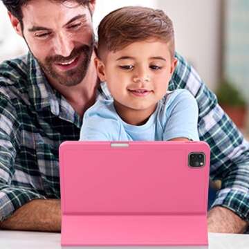 ZryXal New iPad Pro 13 Inch Case M4 (2024 Model, 7th Generation) with Pencil Holder, Smart iPad Case [Support Pencil Pro and Pencil (USB-C)], Support Touch ID and Auto Wake/Sleep (Watermelon)