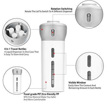 2 Pieces 4 in 1 Travel Dispenser Shampoo Lotion Gel Set Leak-proof Travel Containers Bottles For Toi...