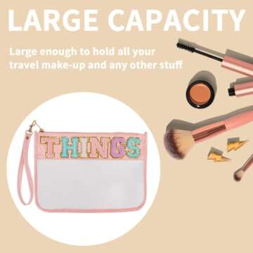 Iqimott Clear Bag with Custom Glitter Letters for Women