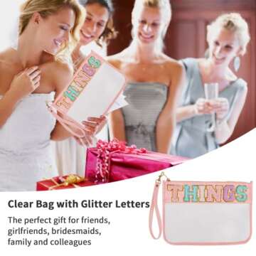 Iqimott Clear Bag with Custom Glitter Letters for Women