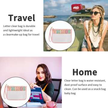 Iqimott Clear Bag with Custom Glitter Letters for Women