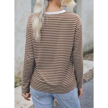 Dokotoo Striped Long Sleeve Shirt - Cute Comfy Casual Tee for Women Fall Fashion 2024